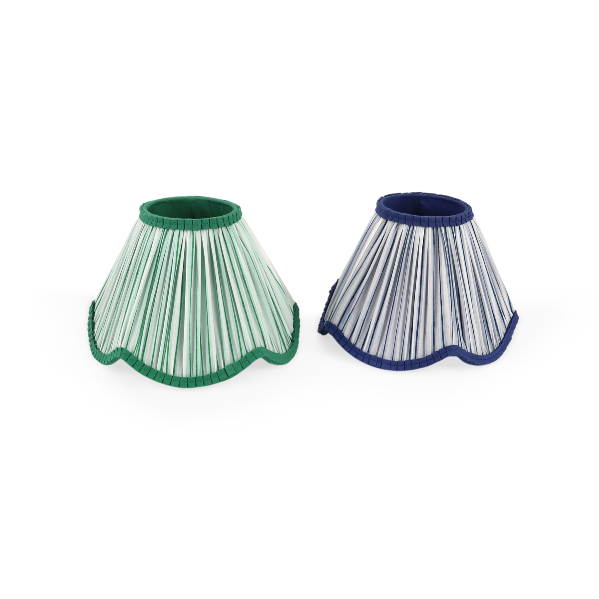 Celadon Green Shadow Stripe – Hand Block Printed Pleated Lampshade (4.25" Top x 9" Bottom x 6.25" Slant | 100% Cotton Fabric | UNO Fitting)