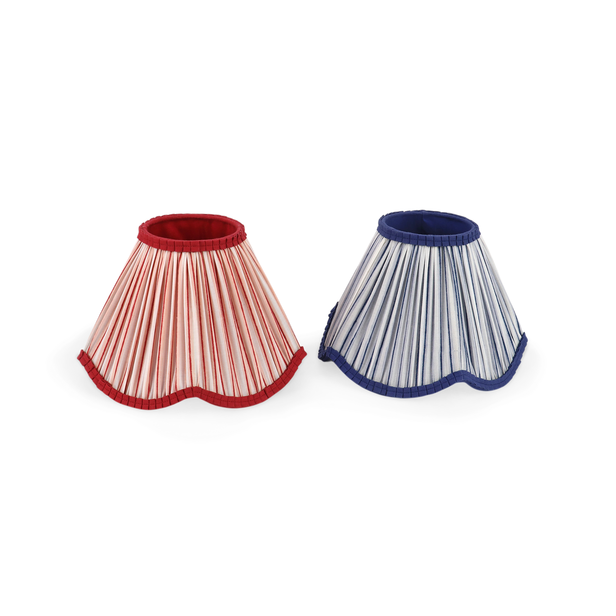 Garnet Red Shadow Stripe – Hand Block Printed Pleated Lampshade (4.25" Top x 9" Bottom x 6.25" Slant | 100% Cotton Fabric | UNO Fitting)