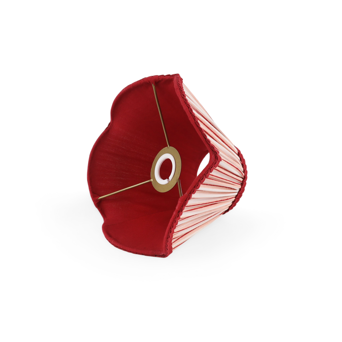 Garnet Red Shadow Stripe – Hand Block Printed Pleated Lampshade (4.25" Top x 9" Bottom x 6.25" Slant | 100% Cotton Fabric | UNO Fitting)