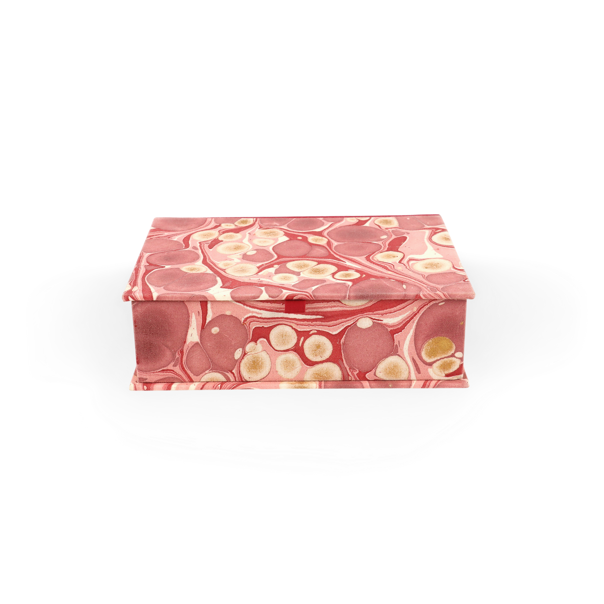 Garnet Red Pebble – Hand Marbled Keepsake Jewellery Box (9.5” x 7” x 3.5” | 100% Cotton Casement)