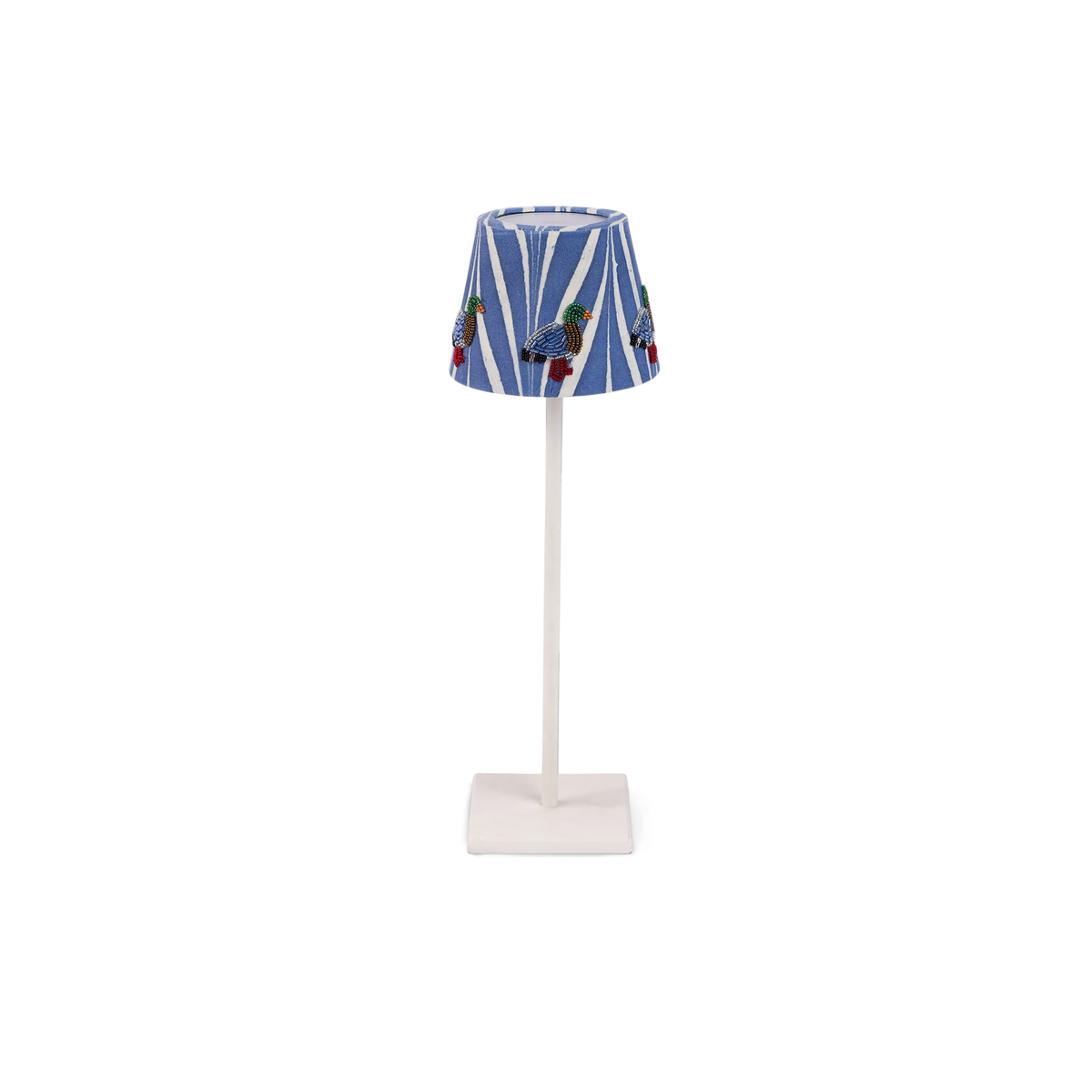 Harbor Blue Banyan – Hand Embroidered Lampshade Cover (3.75” H x 4.5” W x 3.5” Ø | 100% Cotton Fabric)