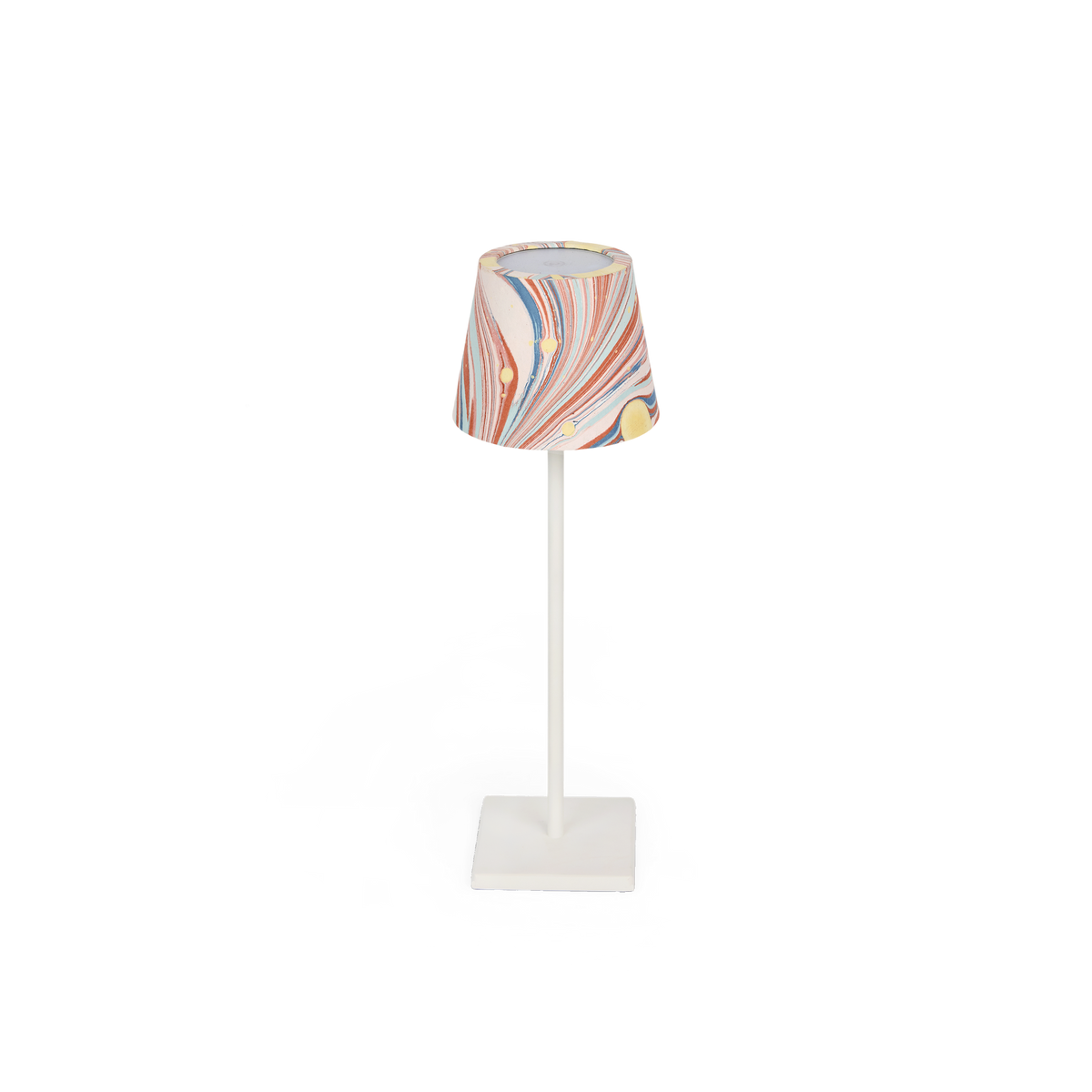 Sunset Swirl – Hand Marbled Lampshade Cover (3.75” H x 4.5” W x 3.5” Ø | 100% Recycled Cotton Paper)