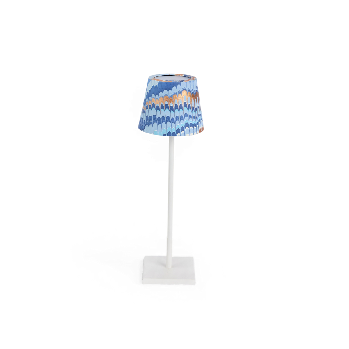Harbor Blue Mountain – Hand Marbled Lampshade Cover (3.75" H x 4.5" W x 3.5" Ø | 100% Recycled Cotton Handmade Paper)
