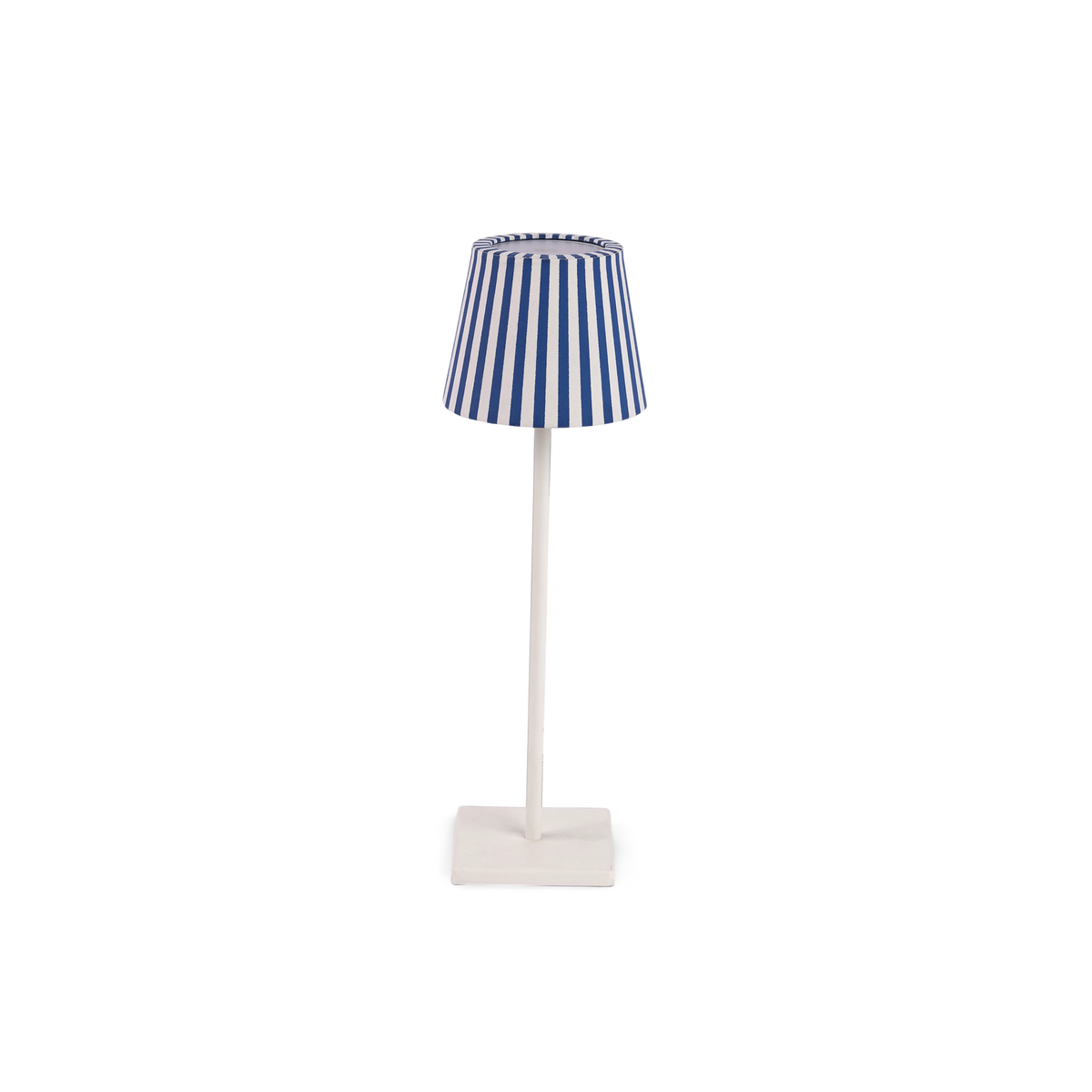 Harbor Blue Bengal Stripe – Hand Block Printed Lampshade Cover (3.75" H x 4.5" W x 3.5" Ø | 100% Recycled Cotton Handmade Paper)