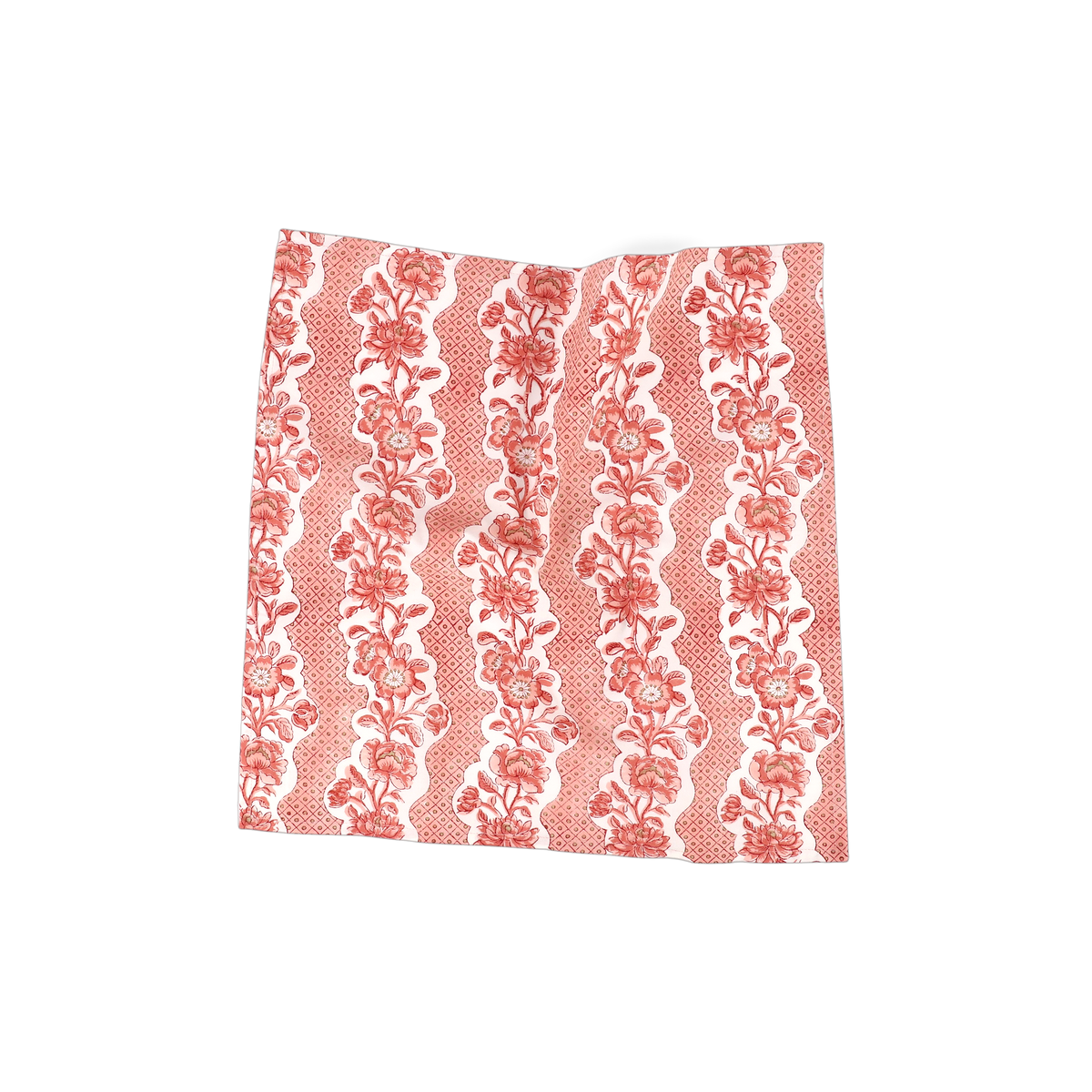 Garnet Red Blooming Trellis – Hand Block Printed Cotton Napkin (Set of 2) (18" x 18")