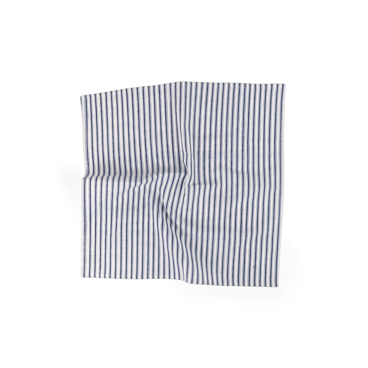 Harbor Blue Shadow Stripe – Hand Block Printed Cotton Napkin (Set of 2) (18" x 18")
