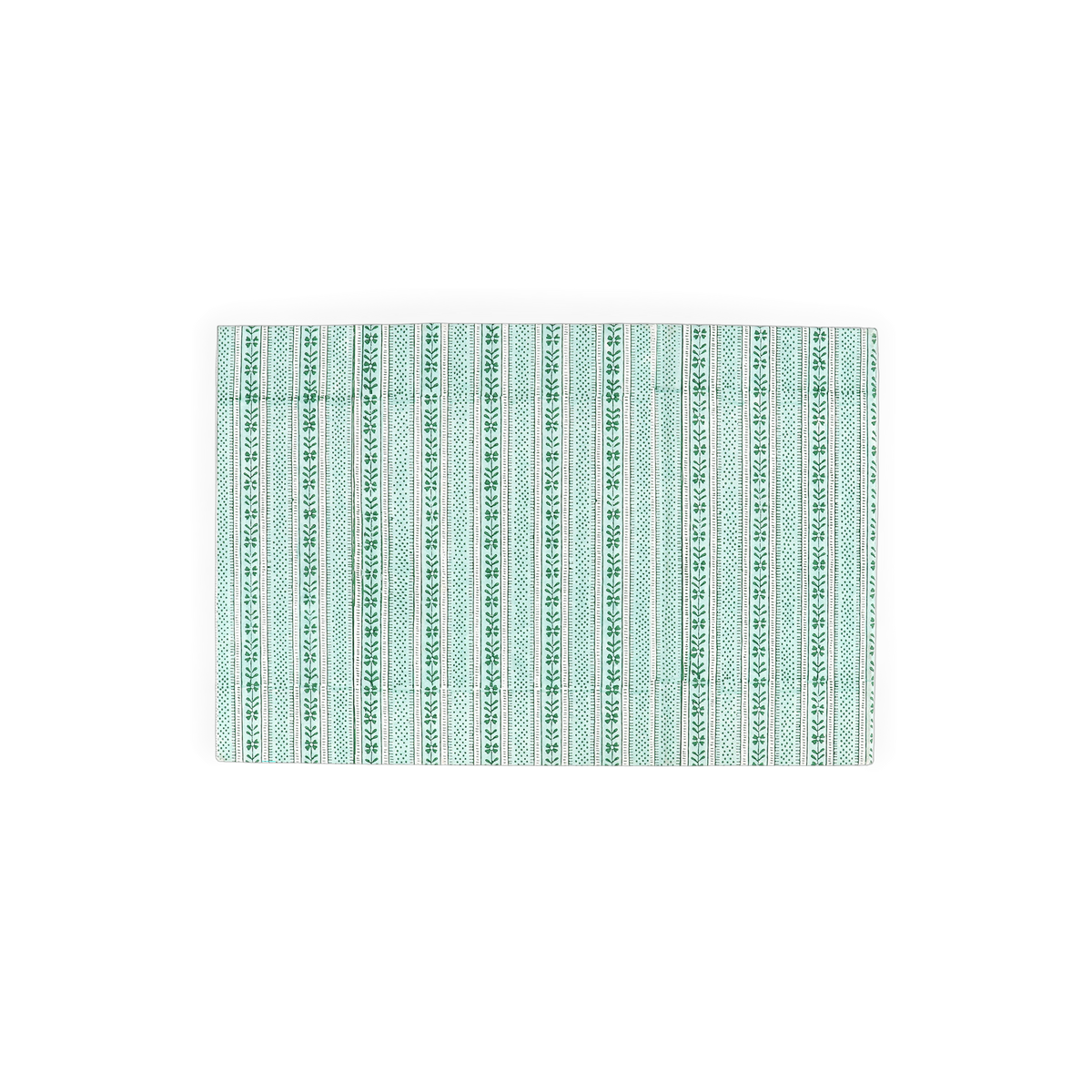 Celadon Green Floral Stripe – Hand Block Printed Collapsible Basket (9.5" x 9.5" x 10.5")