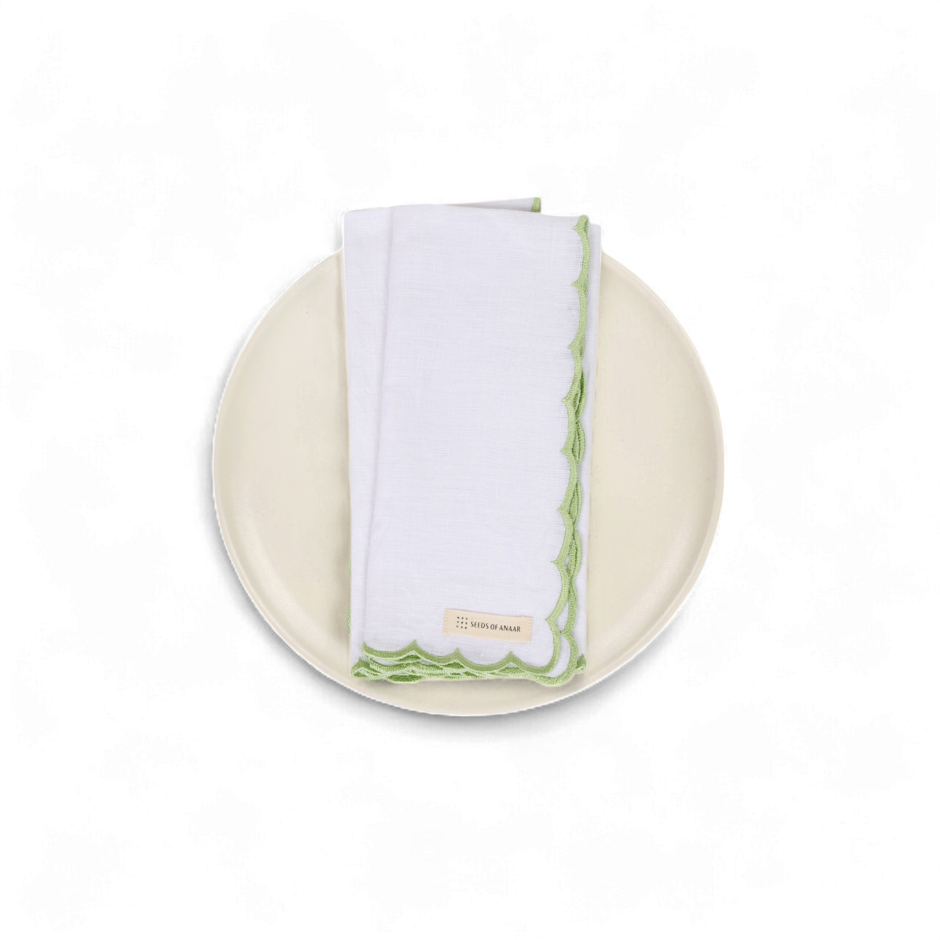 Meadow Edge – Scalloped Linen Napkin (Set of 2 | 18" x 18")