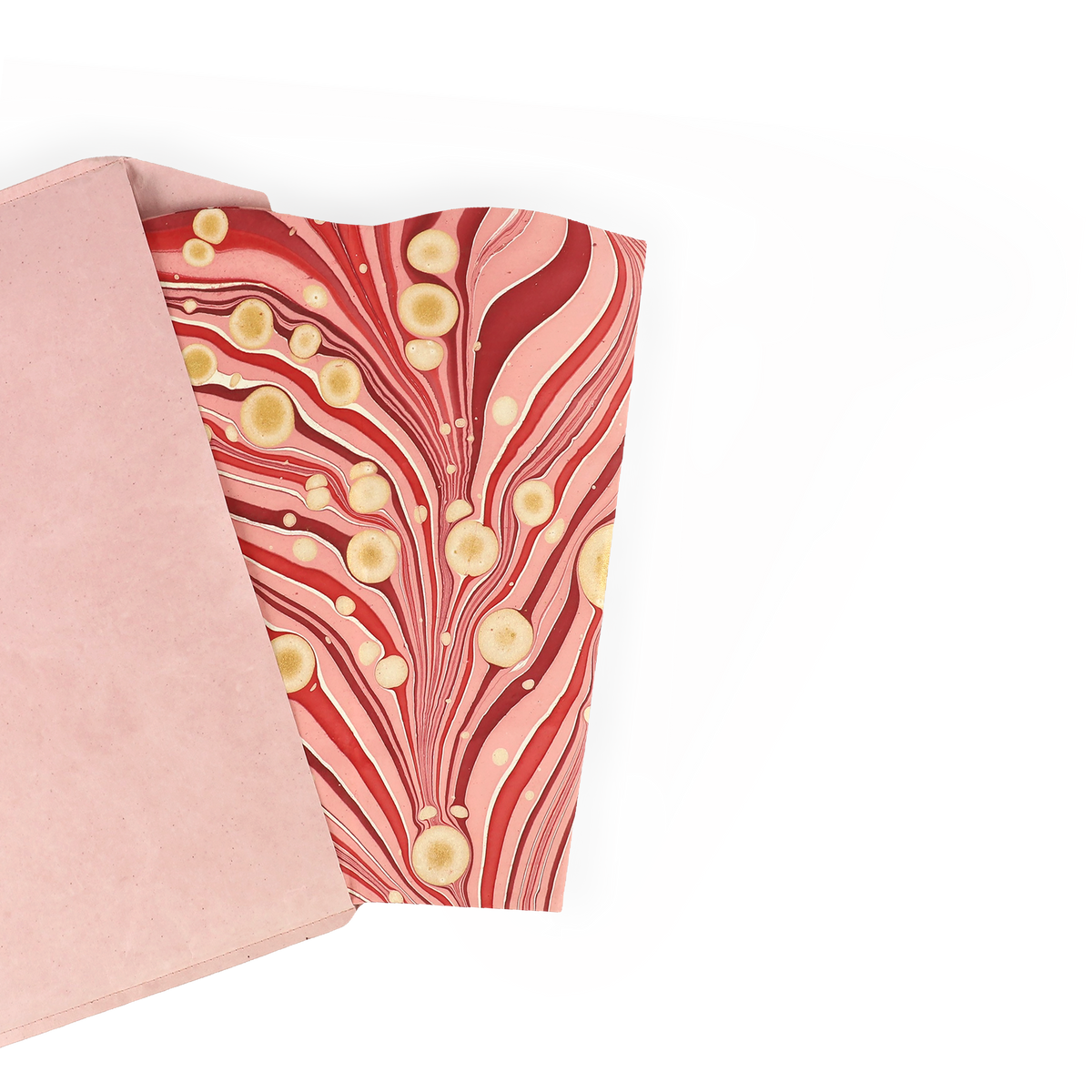 Garnet Red Fire Whirl – Hand Marbled Scalloped Basket (9.5" W x 9.5" D x 12" H.)