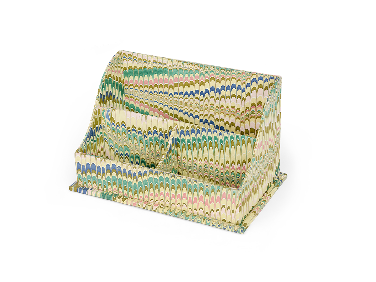 Meadow Wave – Hand Marbled Letter Sorter (10" x 6" x6")