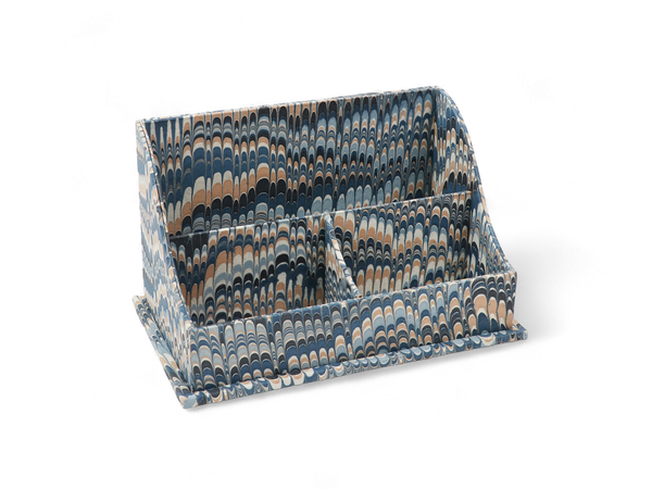Mountain Marble – Hand Marbled Desk Organizer in Indigo Sand (10