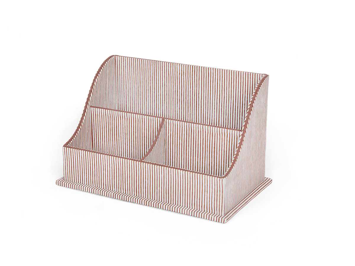 Rust Rhythm – Hand Block Printed Letter Sorter (10.25” L x 6” W x 6” H | 100% Recycled Cotton Paper)