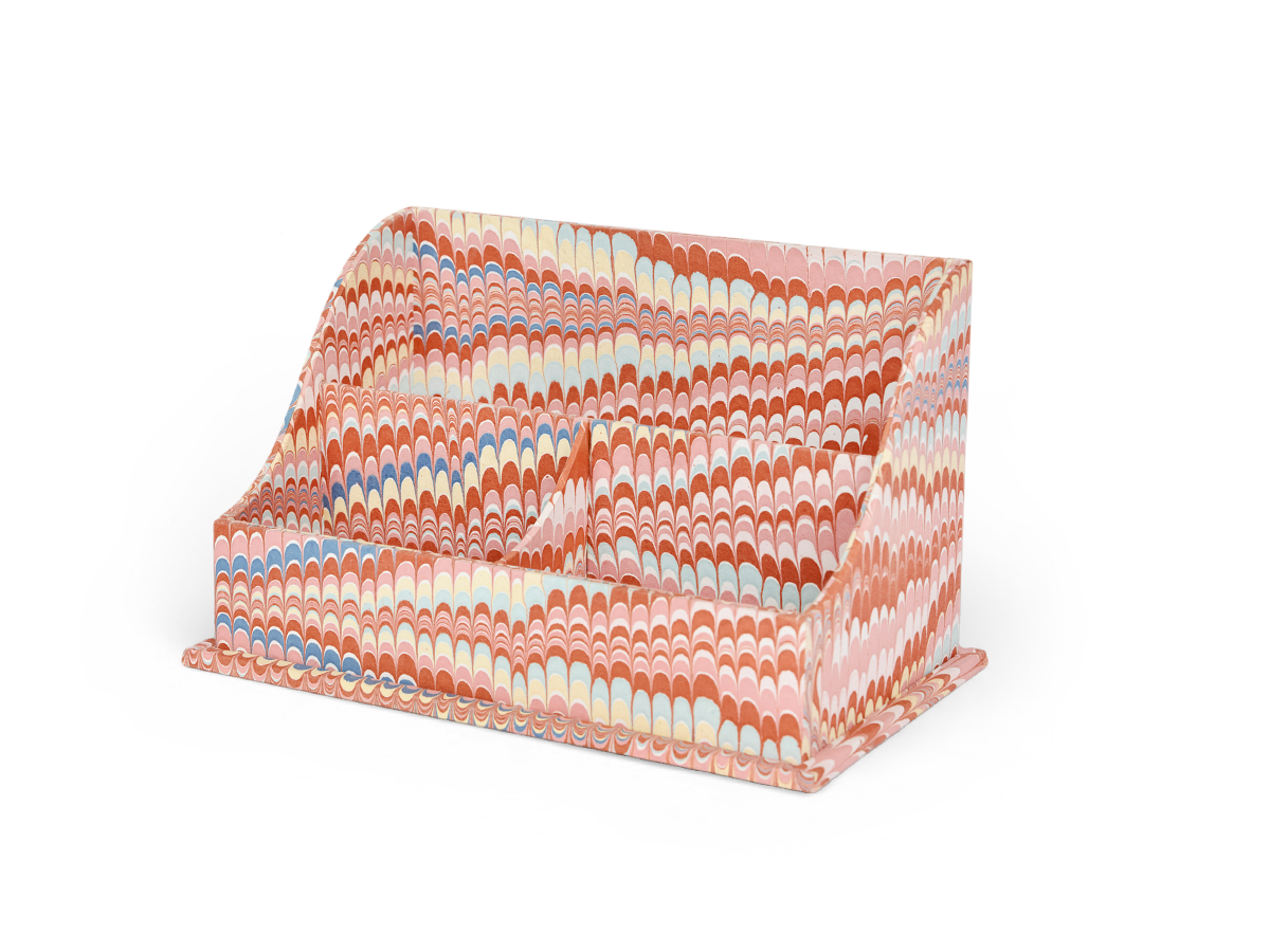 Sunset Wave – Hand Marbled Letter Sorter (10.25” L x 6” W x 6” H | 100% Recycled Cotton Paper)