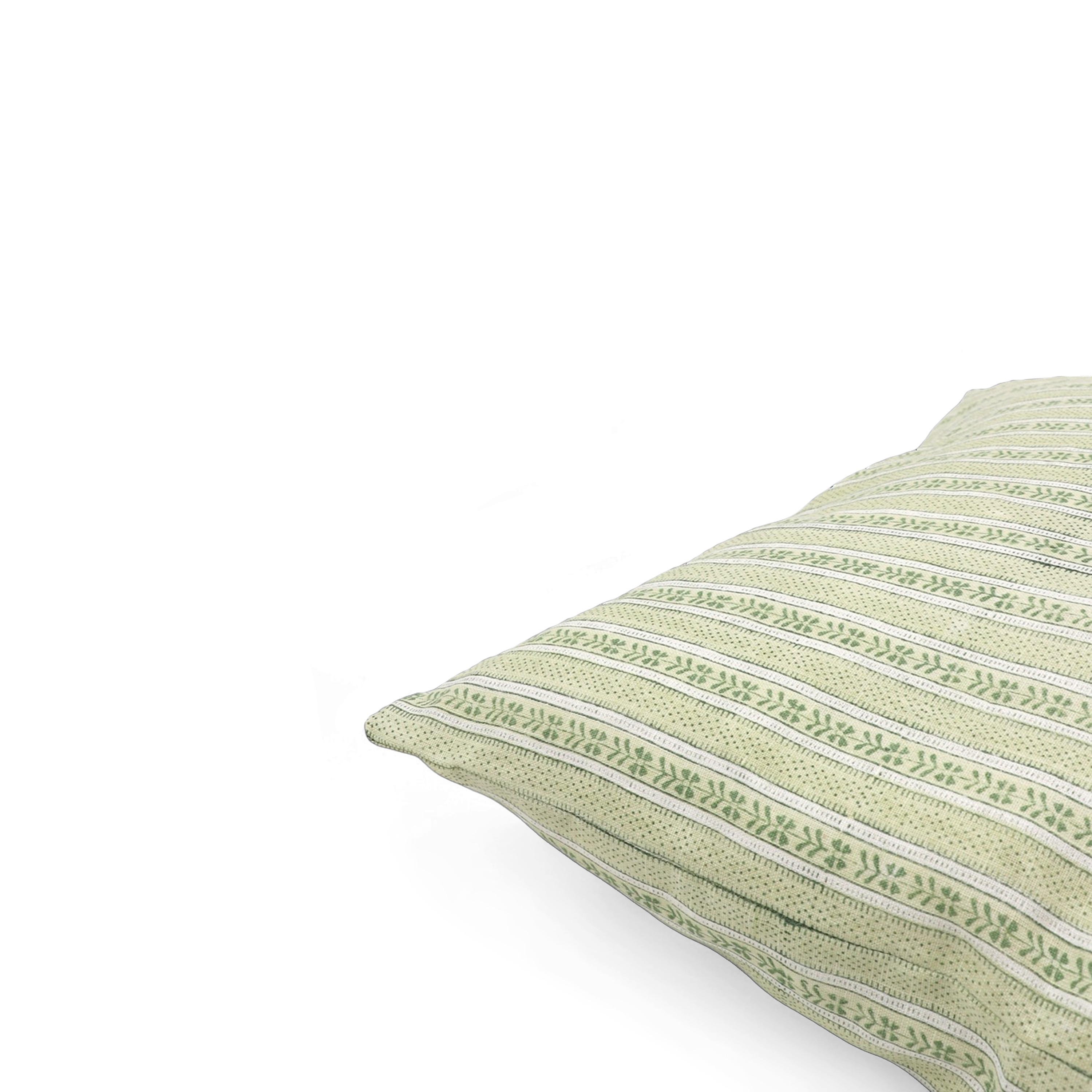 Reva Sage- Hand Block Printed Linen Pillow Cover ( 20" x 20")