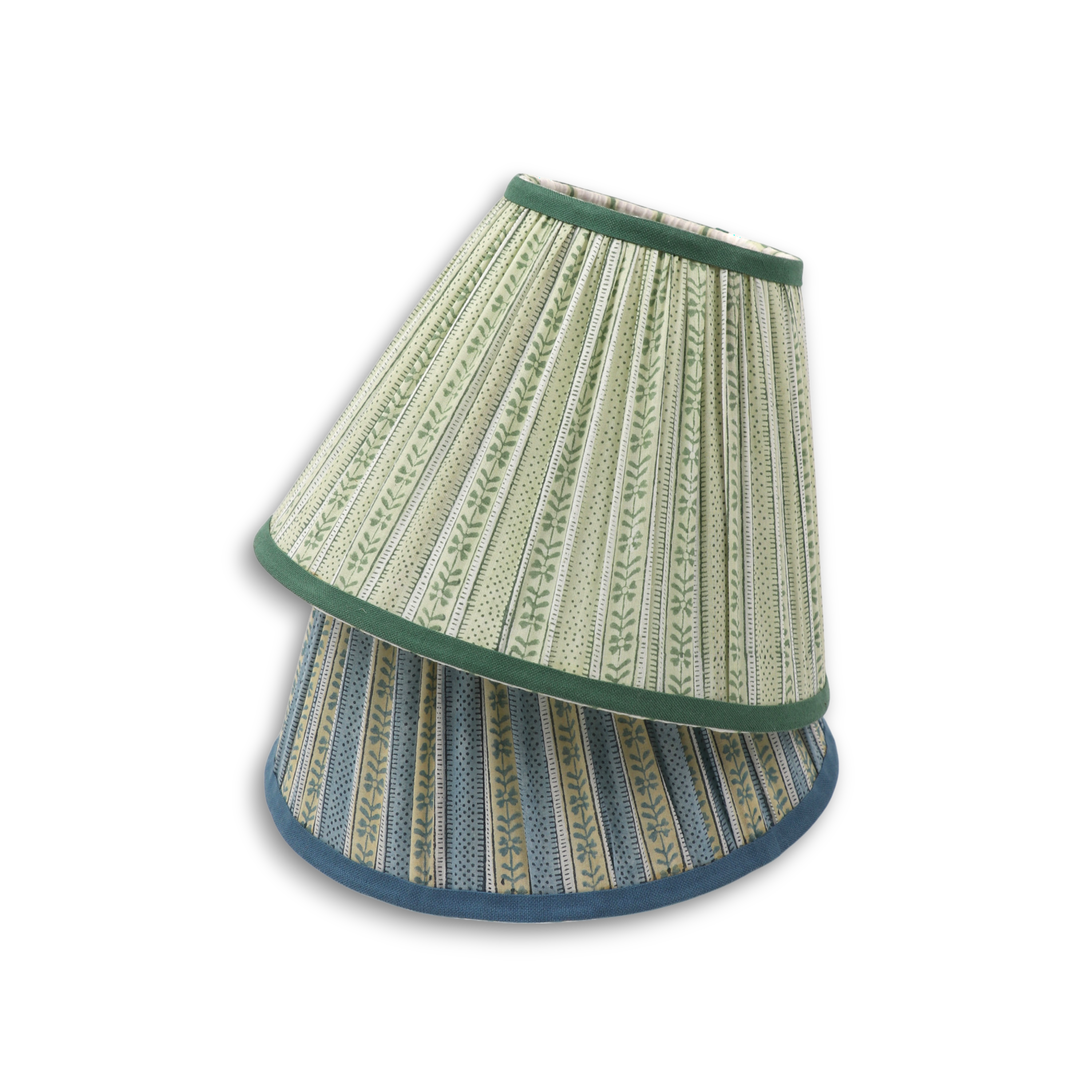 Reva Shade - Hand Block Printed Pleated Lampshade (Spider Fitting | 6.25” H x 9” Ø Base x 4.25” Ø Top)