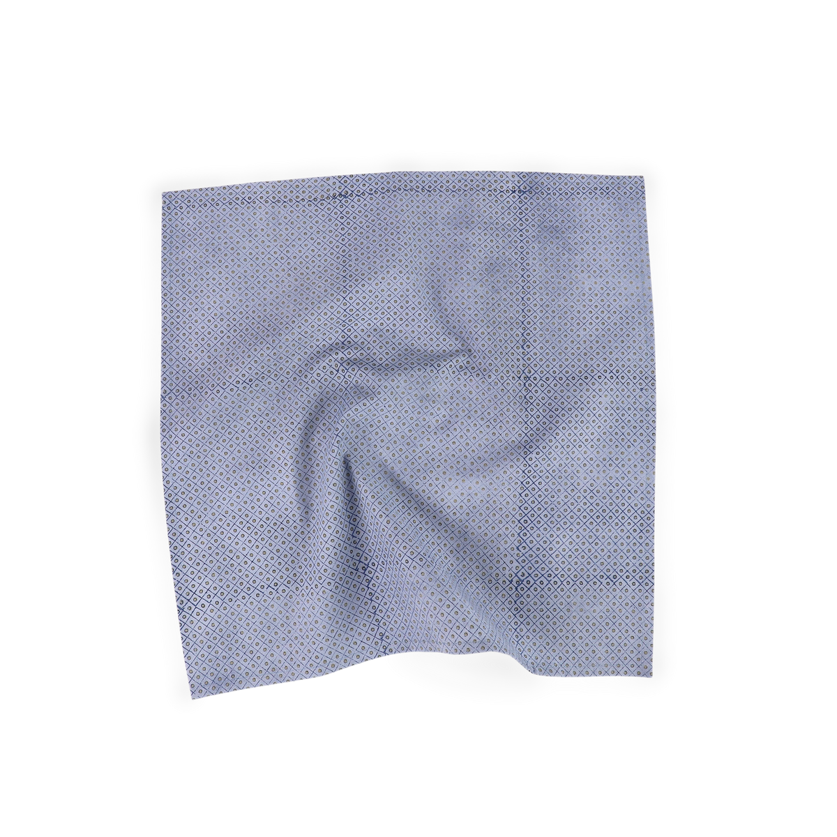 Harbor Blue Dot & Grid – Hand Block Printed Cotton Napkin (Set of 2) (18" x 18")
