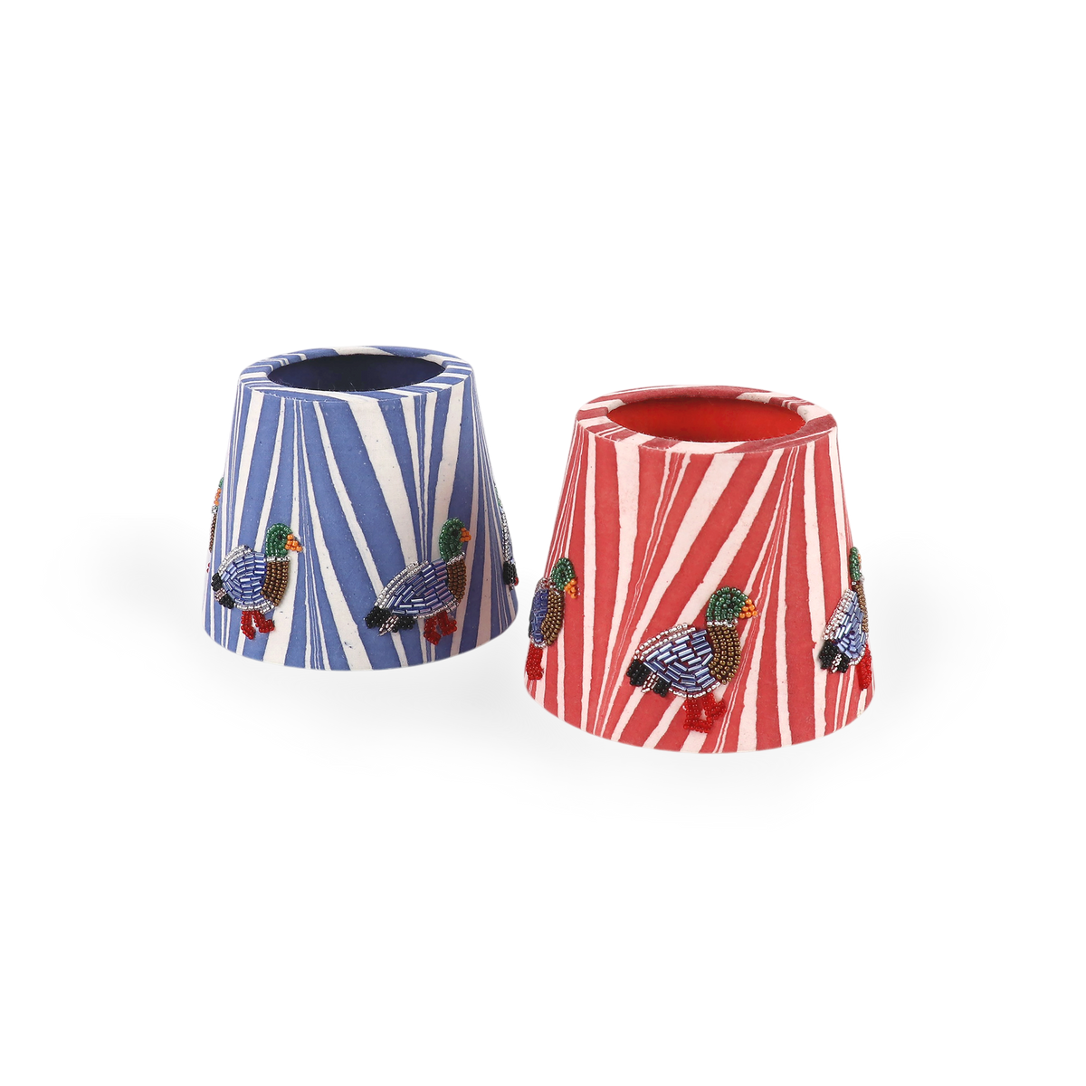 Garnet Red Banyan – Hand Embroidered Lampshade Cover (3.75” H x 4.5” W x 3.5” Ø | 100% Cotton Fabric)