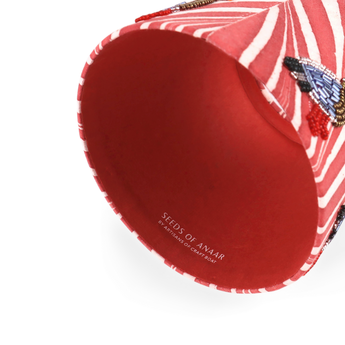 Garnet Red Banyan – Hand Embroidered Lampshade Cover (3.75” H x 4.5” W x 3.5” Ø | 100% Cotton Fabric)