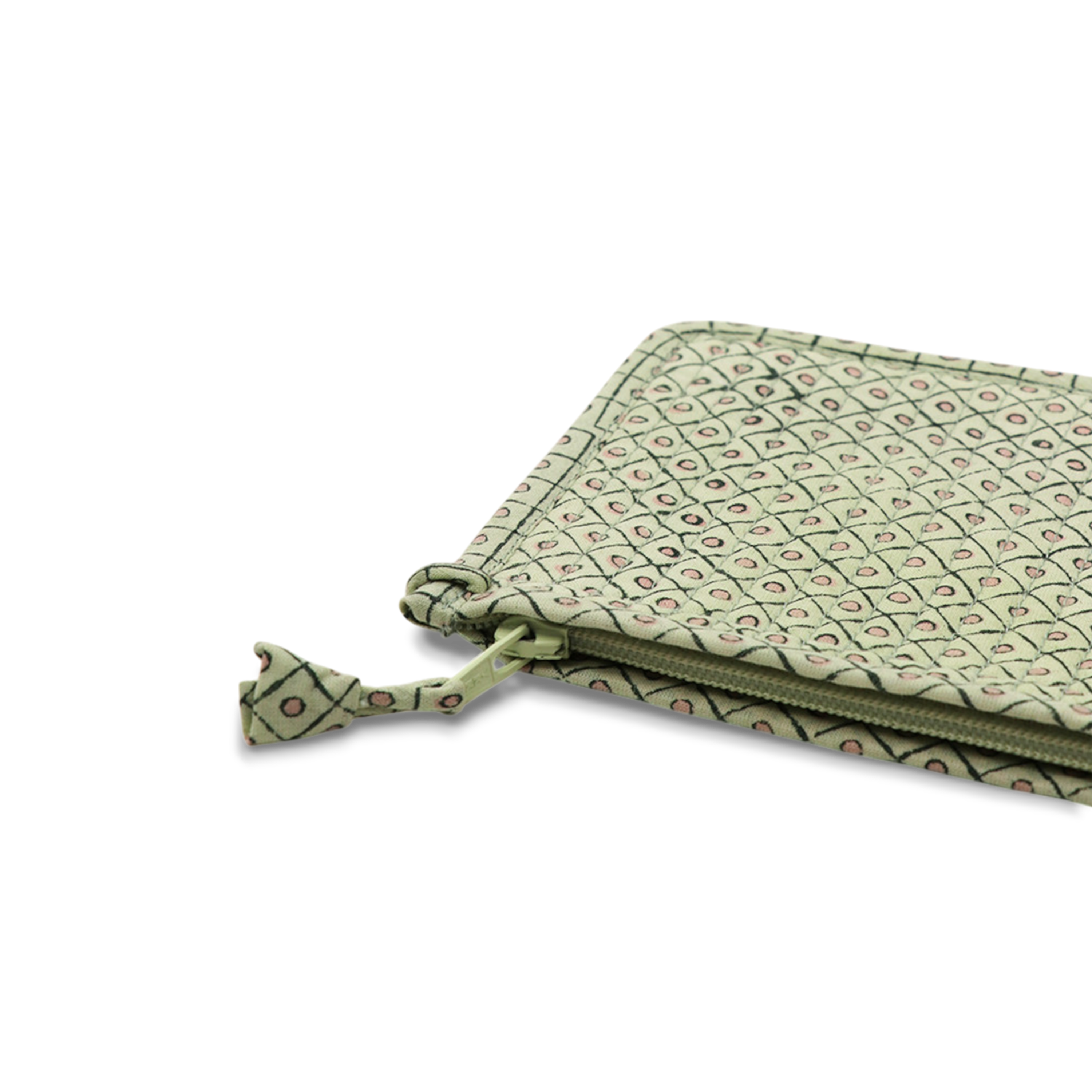 Meadow Grid – Hand Block Printed Quilted Small Purse (6.5” W x 4.5” H | 100% Cotton)