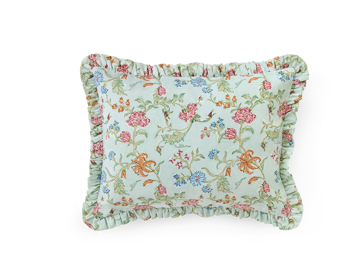 Spring Meadow – Hand Block Printed Linen Pillow Cover (12" x 16")