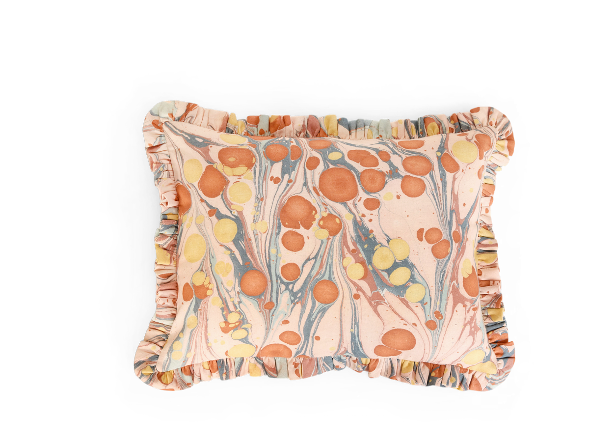 Sunset Stone – Hand Marbled Cotton Pillow Cover (12" x 16")