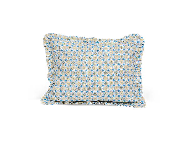Saanjh Frill – Hand Block Printed Linen Pillow Cover (12