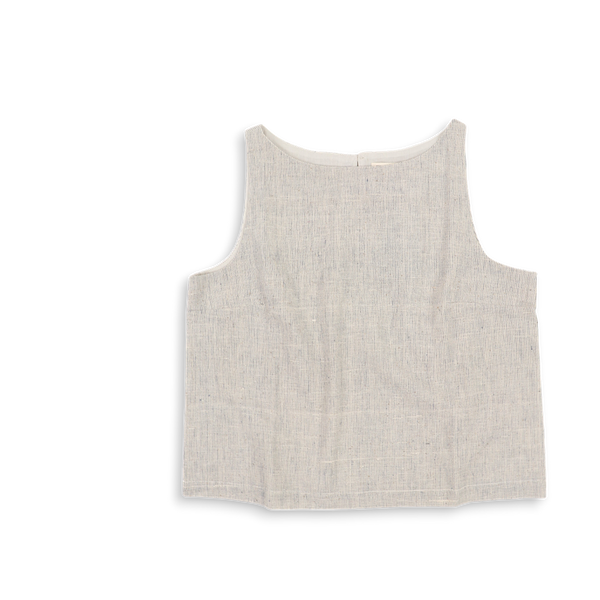 Nama Top – Kala Cotton Handwoven Stripe Top (Sleeveless | Natural Indigo Pinstripes | Sizes S–L)