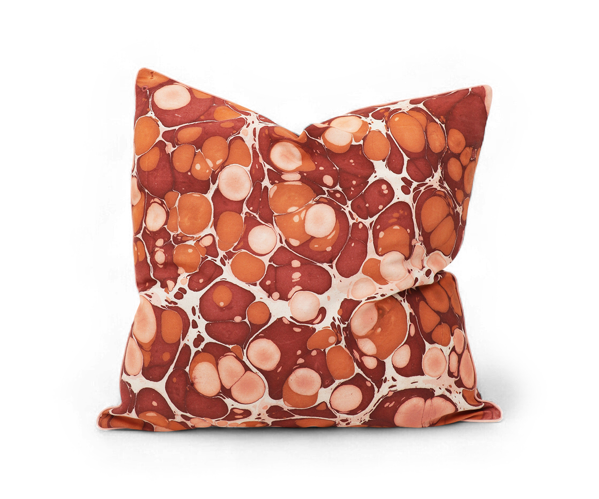 Amber Stone– Hand Marbled Cotton Pillow Cover (18" x 18")