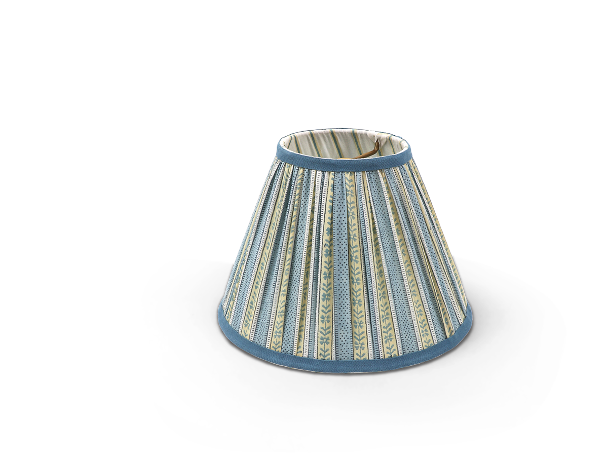 Reva Shade - Hand Block Printed Pleated Lampshade (Spider Fitting | 6.25” H x 9” Ø Base x 4.25” Ø Top)