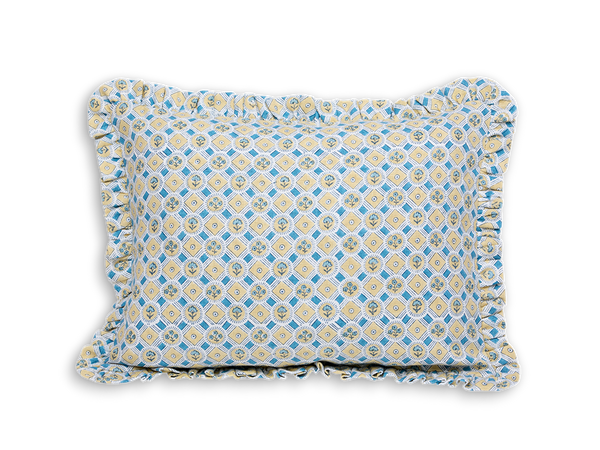Saanjh Frill – Hand Block Printed Linen Pillow Cover (12
