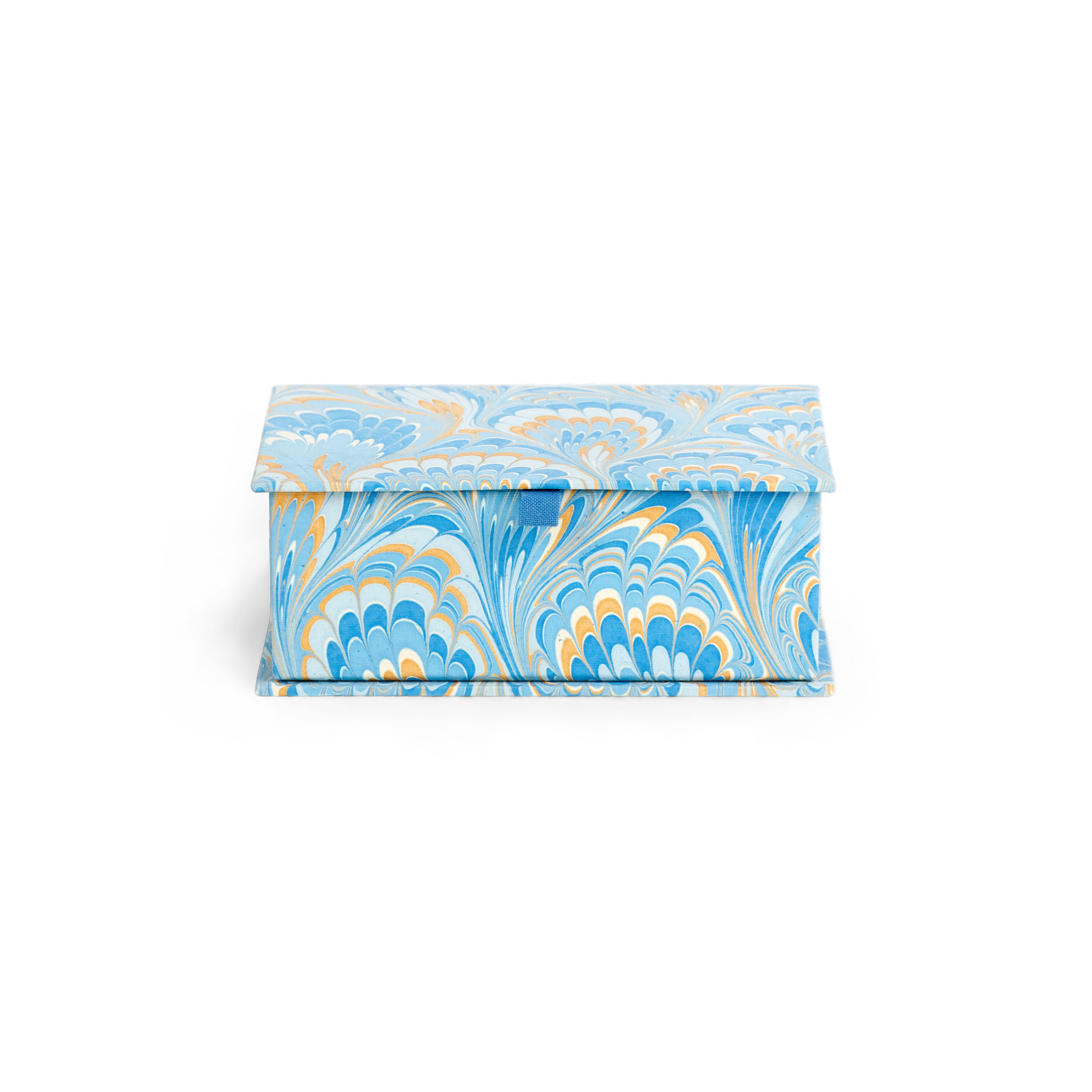 Azure Stone – Hand Marbled Keepsake Box (6.75" x 5" x 2.75" | 100% Recycled Cotton Paper) )