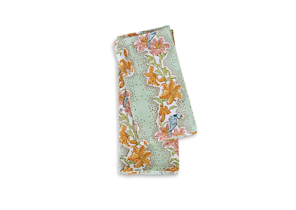 Parrot Garden – Hand Block Printed Linen Napkin (Set of 2) (18