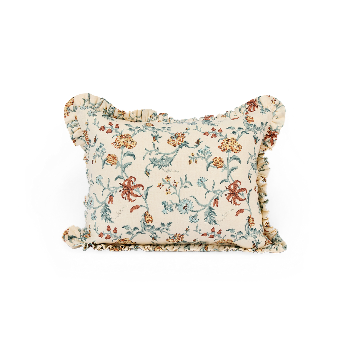 Autumn Meadow – Hand Block Printed Linen Pillow Cover (12" x 16")