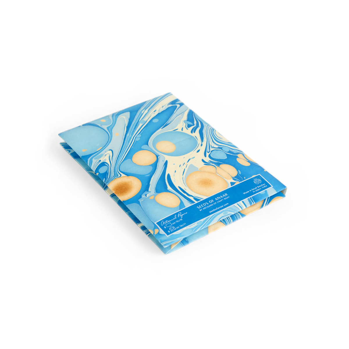 Azure Stone – Hand Marbled Greeting Card Set (6” x 4” | 100% Recycled Cotton Paper)