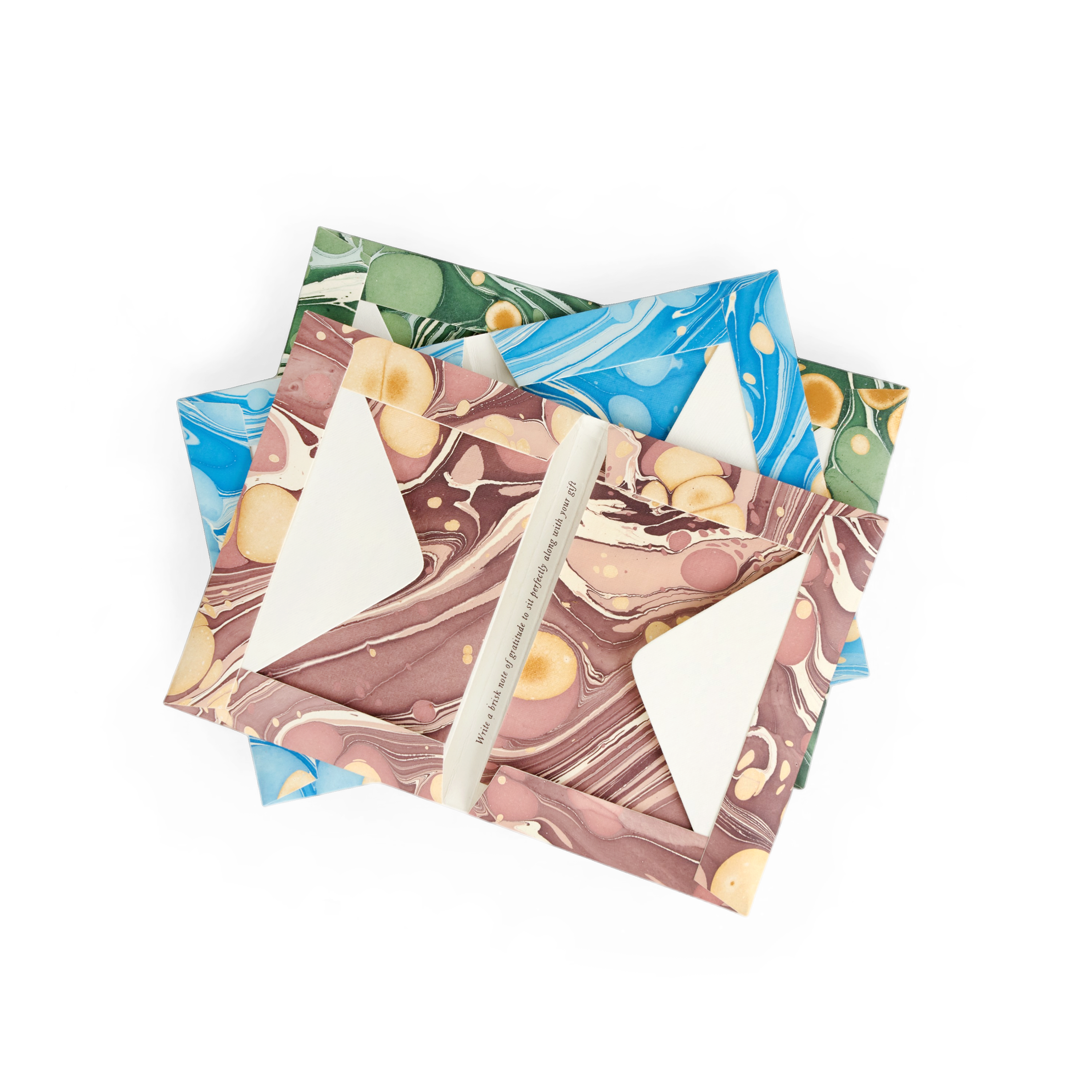Azure Plume – Hand Marbled Greeting Card Set (6” x 4” | 100% Recycled Cotton Paper)