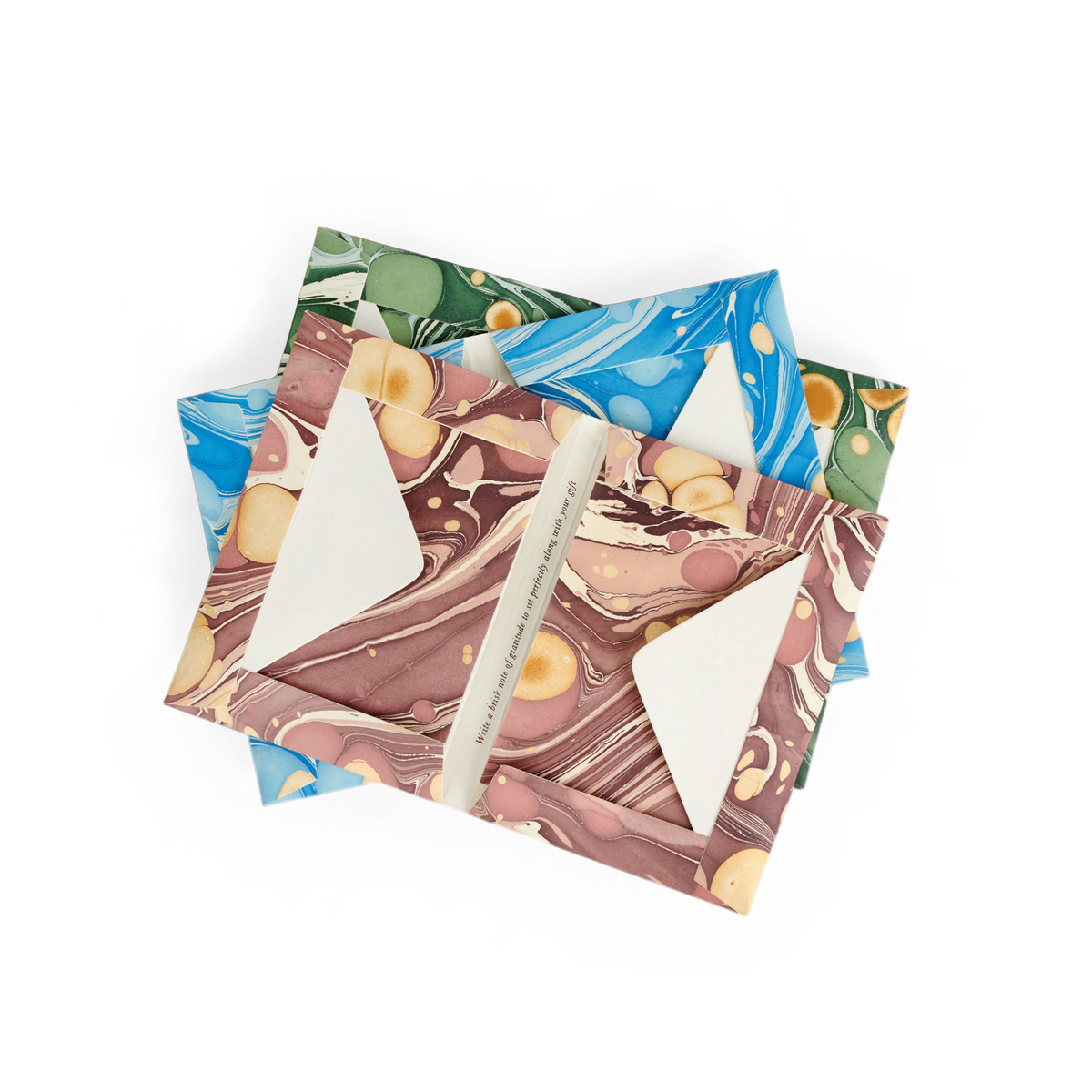 Azure Stone – Hand Marbled Greeting Card Set (6” x 4” | 100% Recycled Cotton Paper)