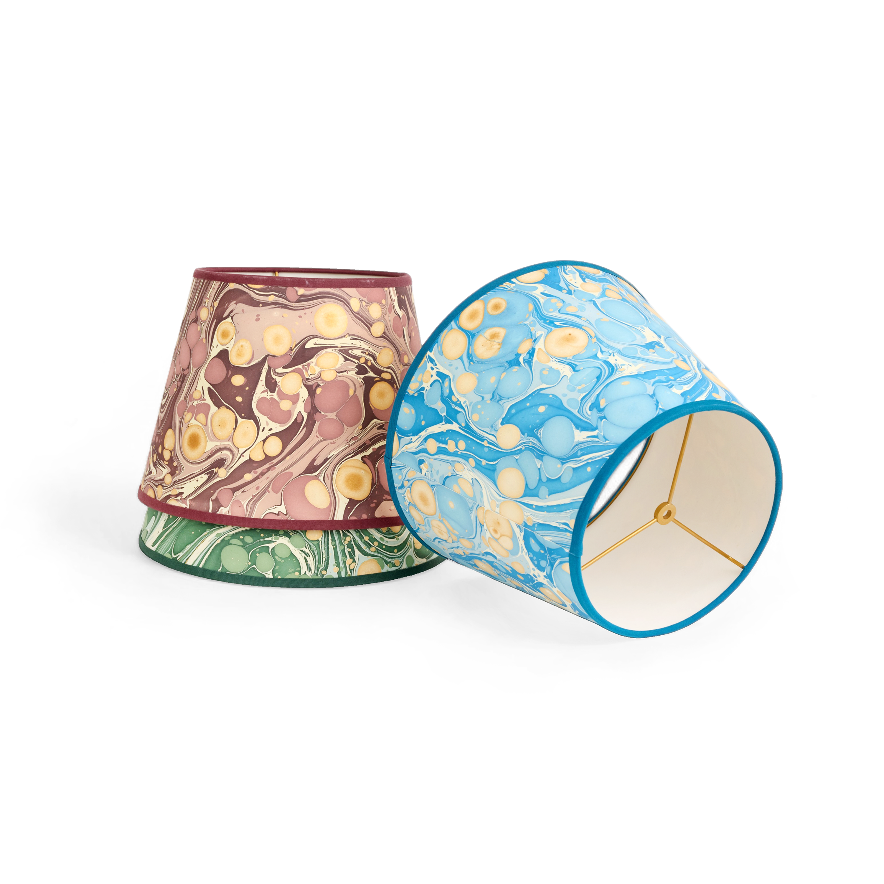Azure Stone – Hand Marbled Lampshade (9.5” Ø x 14” W x 10.5” H | Spider Fitting)