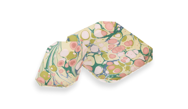Meadow Stone – Hand Marbled Octagon Tray Set (Set of 2) (Large: 9