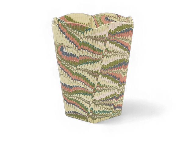 Meadow Wave – Hand Marbled Scalloped Basket (9.5
