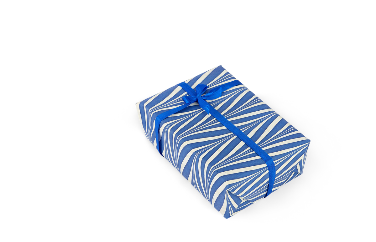 Harbor Blue Banyan – Hand Printed Wrapping Paper Sheet ( 21" x 29" | 100% Recycled Cotton Paper)