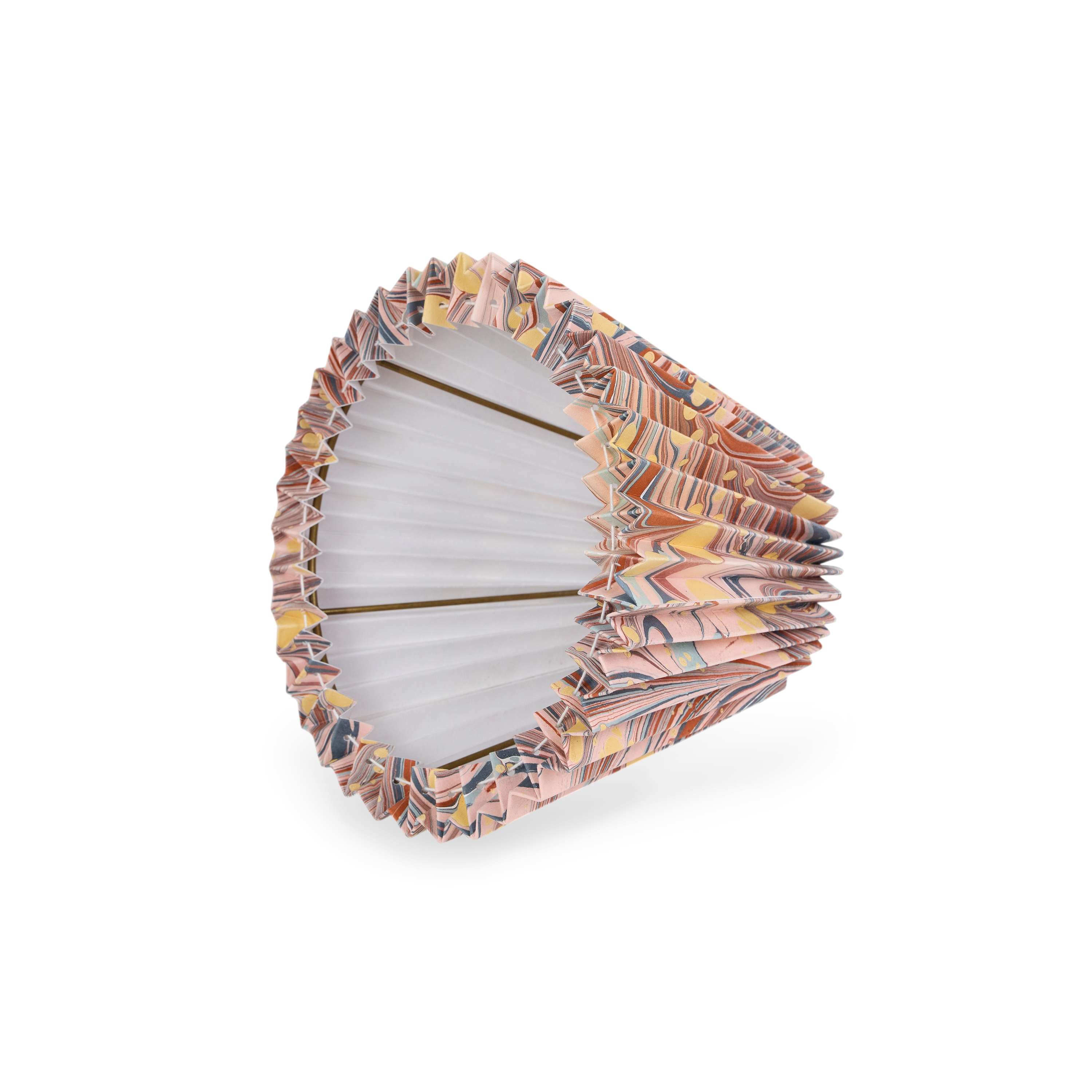 Sunset Swirl – Hand Marbled Pleated Lampshade (8” H x 10” W x 5.5” Ø )
