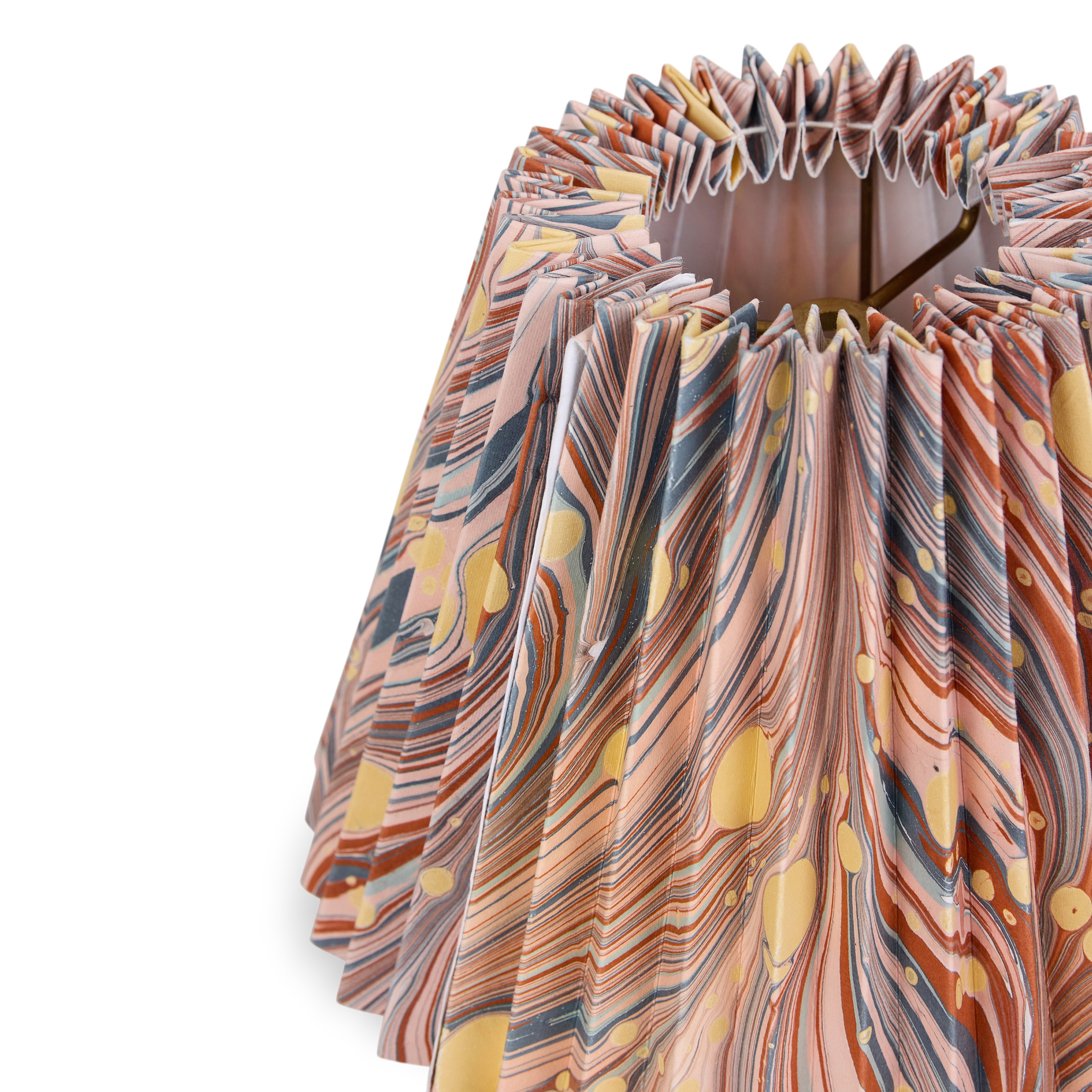 Sunset Swirl – Hand Marbled Pleated Lampshade (8” H x 10” W x 5.5” Ø )