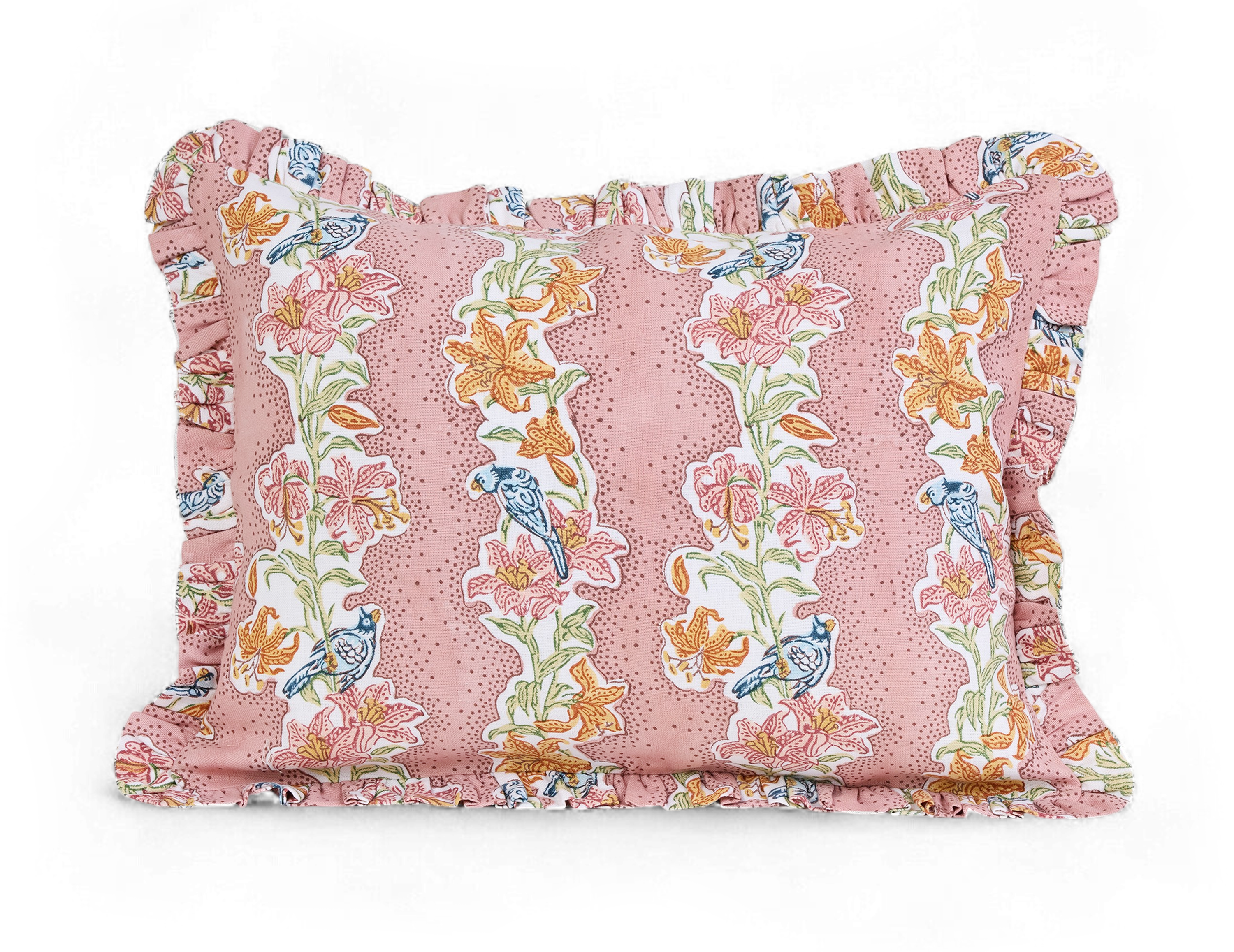 Rose Garden – Hand Block Printed Linen Pillow Cover (12" x 16")