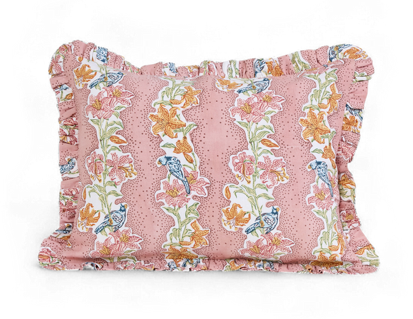 Rose Garden – Hand Block Printed Linen Pillow Cover (12