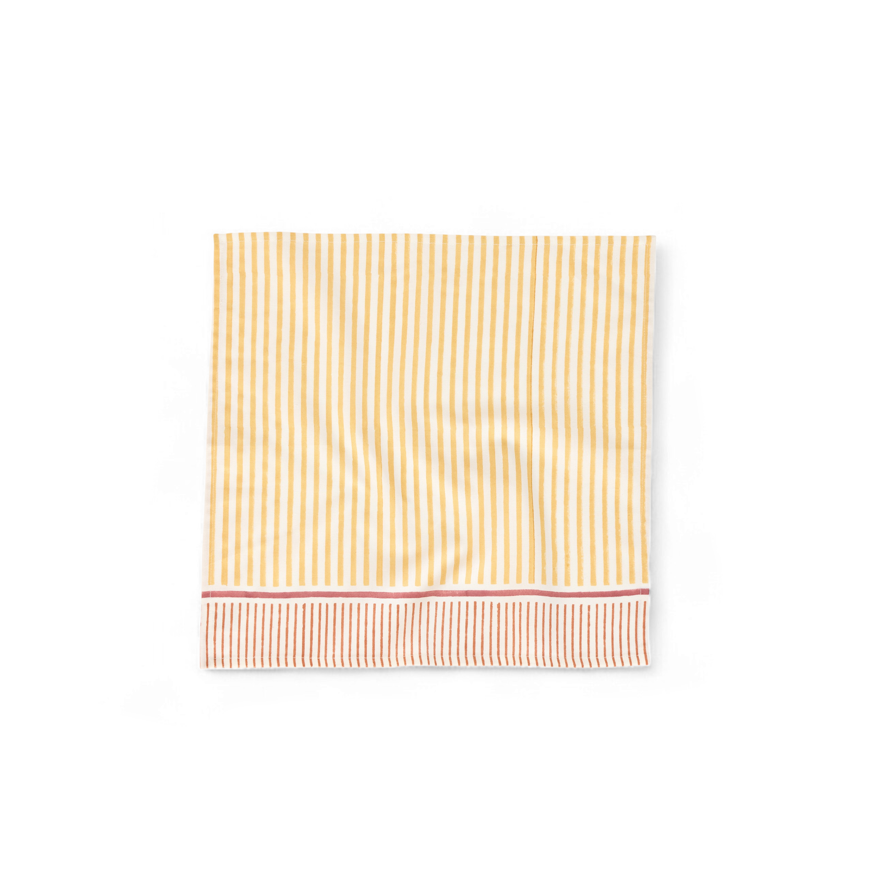 Marigold Stripe – Hand Block Printed Cotton Napkin (Set of 2) (18" x 18")