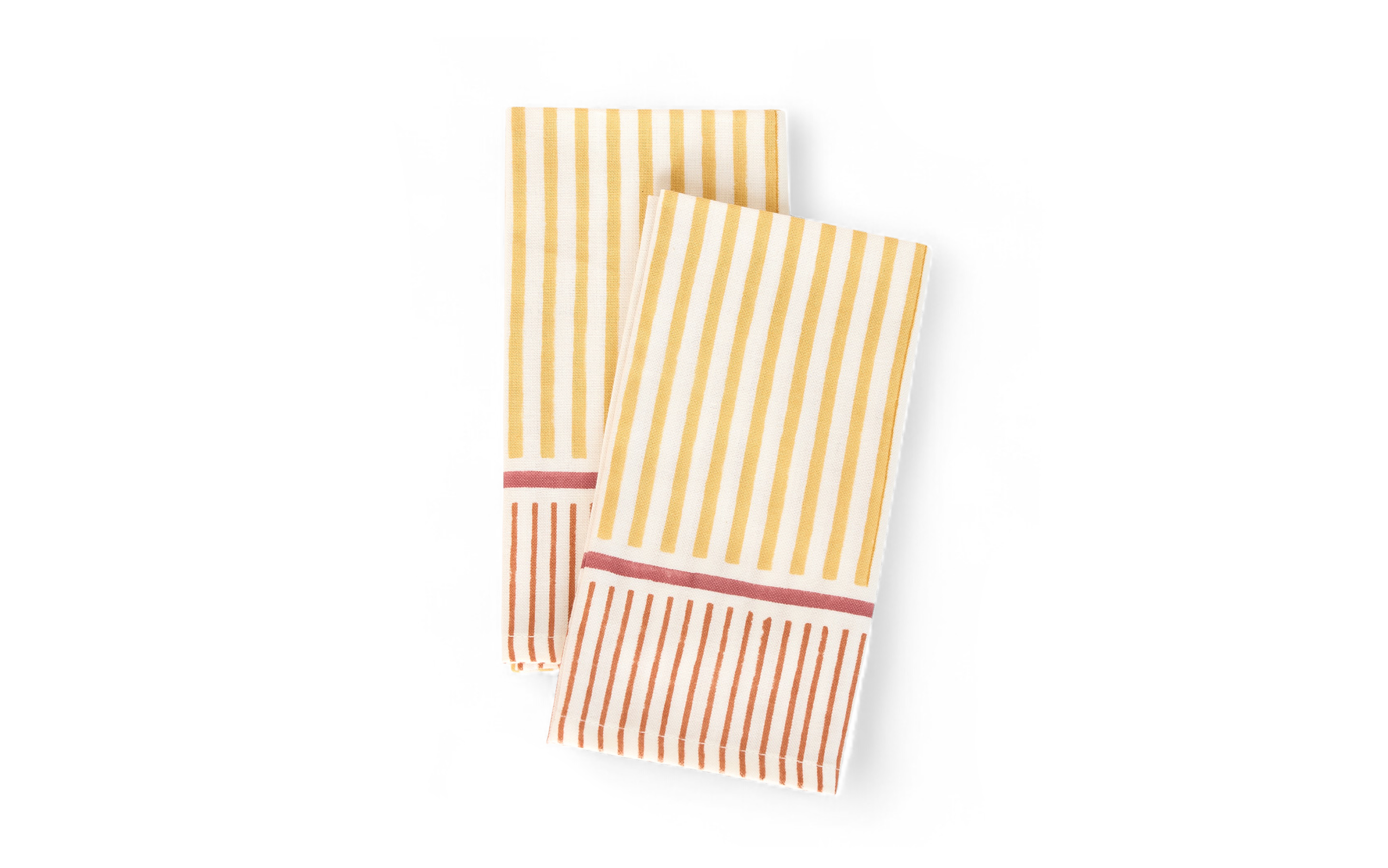 Marigold Stripe – Hand Block Printed Cotton Napkin (Set of 2) (18" x 18")