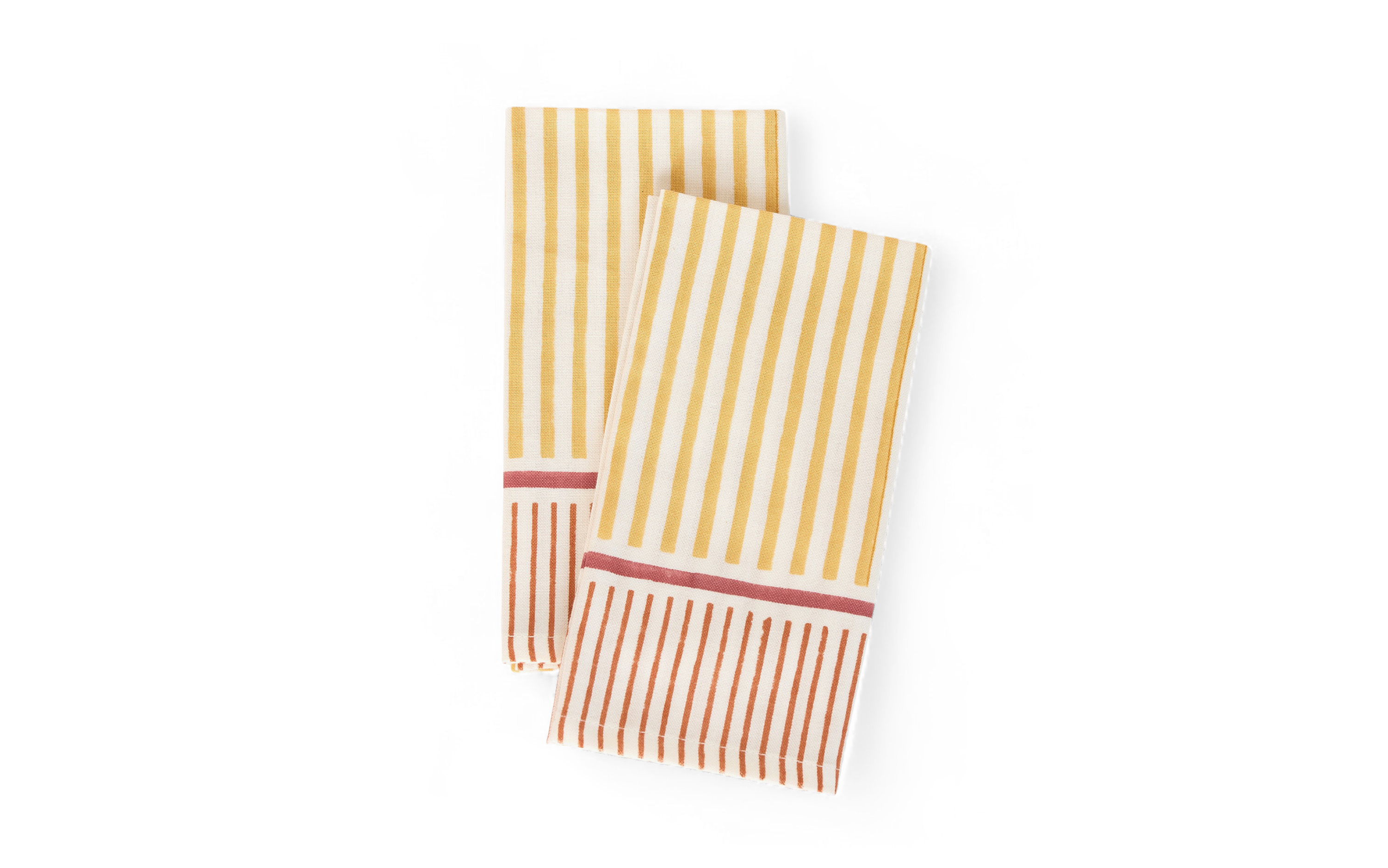 Marigold Stripe – Hand Block Printed Cotton Napkin (Set of 2) (18" x 18")