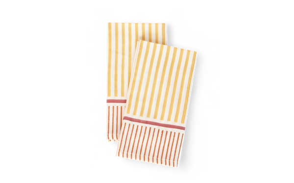 Marigold Stripe – Hand Block Printed Cotton Napkin (Set of 2) (18