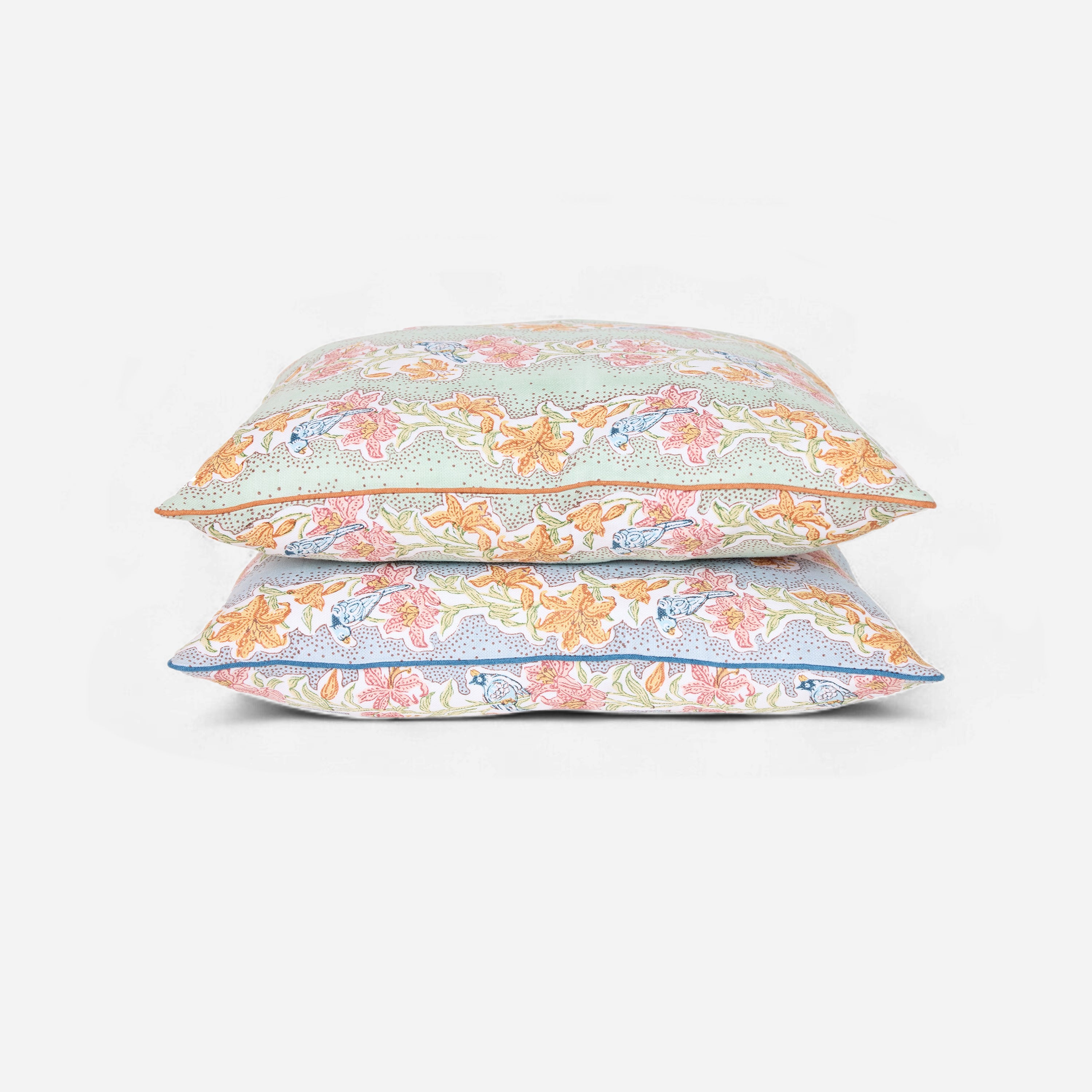 Sky Garden – Hand Block Printed Linen Pillow Cover (20" x 20")