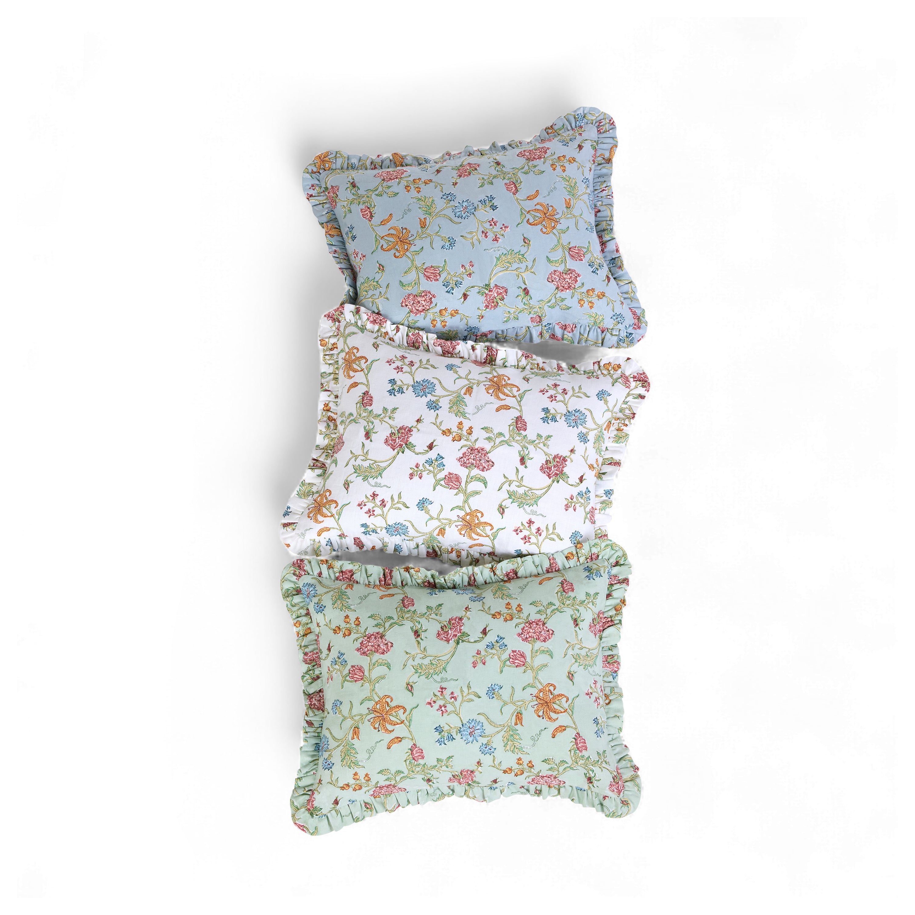 Neel Bagh – Hand Block Printed Linen Pillow Cover (12" x 16")